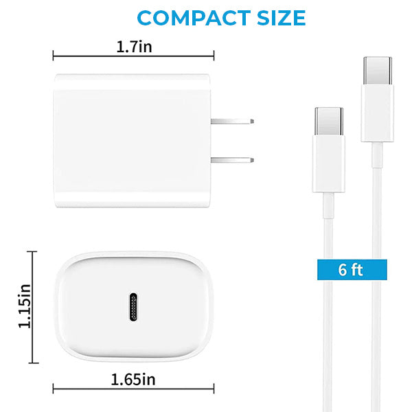 Wall Charger Adapter with USB-C to C Cable