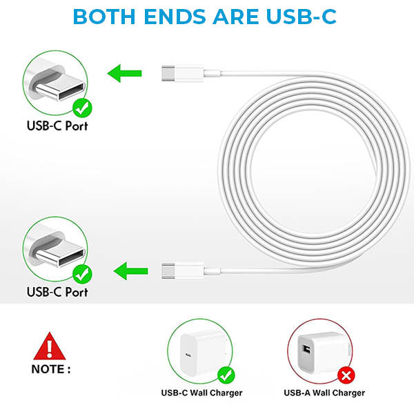 Wall Charger Adapter with USB-C to C Cable